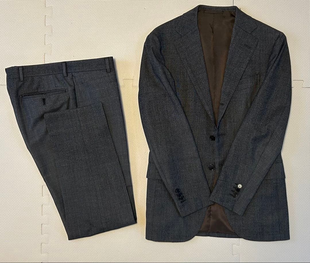 BEAMS F ビームスエフ デルフィノ生地 スーツ ブラウン 42