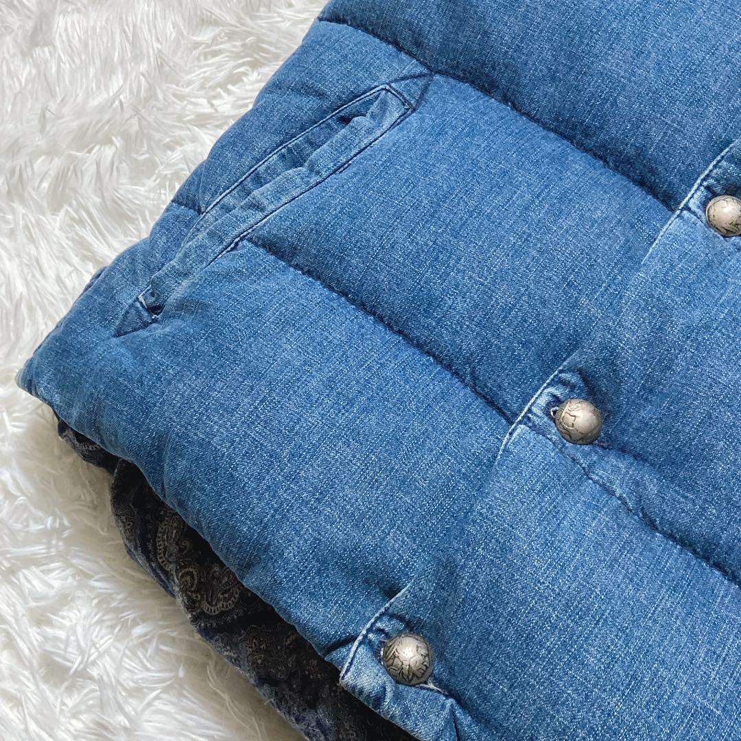 あんぼ ⭐️レミレリーフ　ダウンベスト　インディゴ　スタッズ　スカーフ柄　S