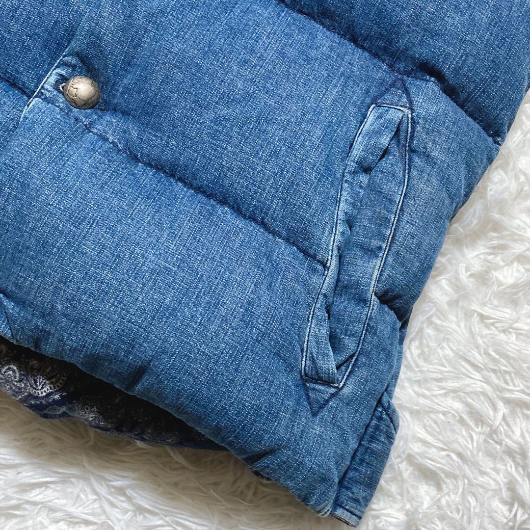 あんぼ ⭐️レミレリーフ　ダウンベスト　インディゴ　スタッズ　スカーフ柄　S