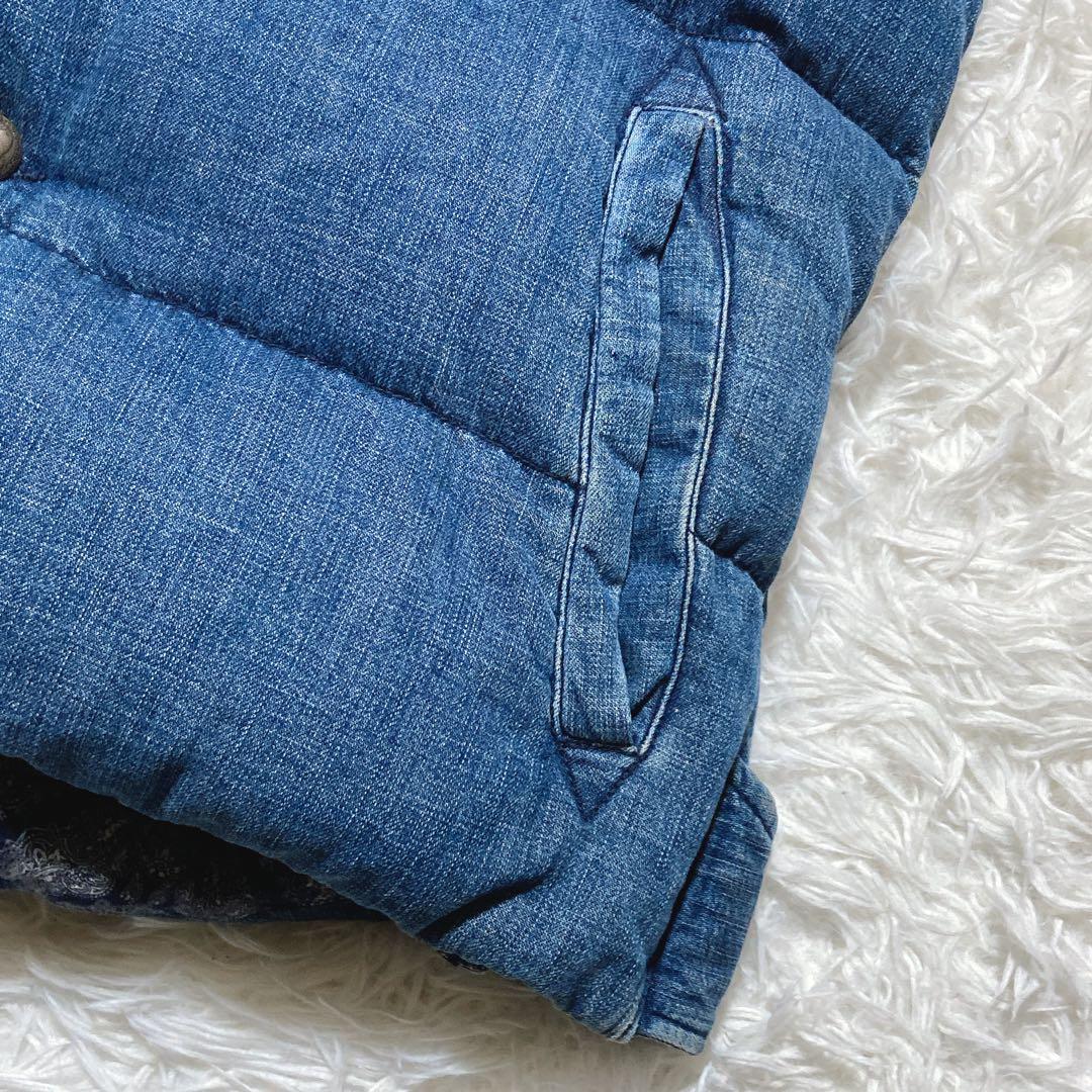 あんぼ ⭐️レミレリーフ　ダウンベスト　インディゴ　スタッズ　スカーフ柄　S