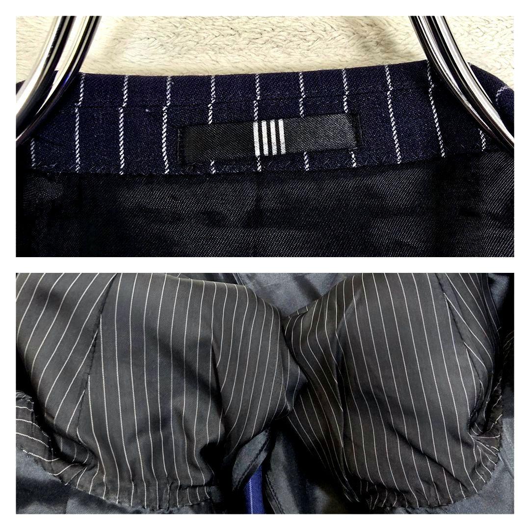 極美品 スーツセレクト 3ピース スーツセットアップ ストライプ ネイビー Y6