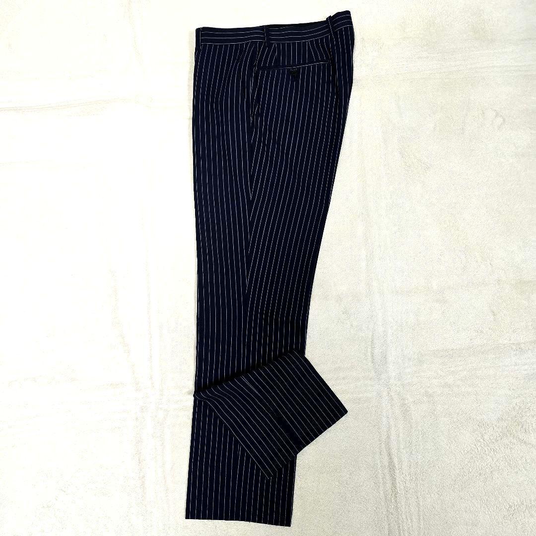 極美品 スーツセレクト 3ピース スーツセットアップ ストライプ ネイビー Y6