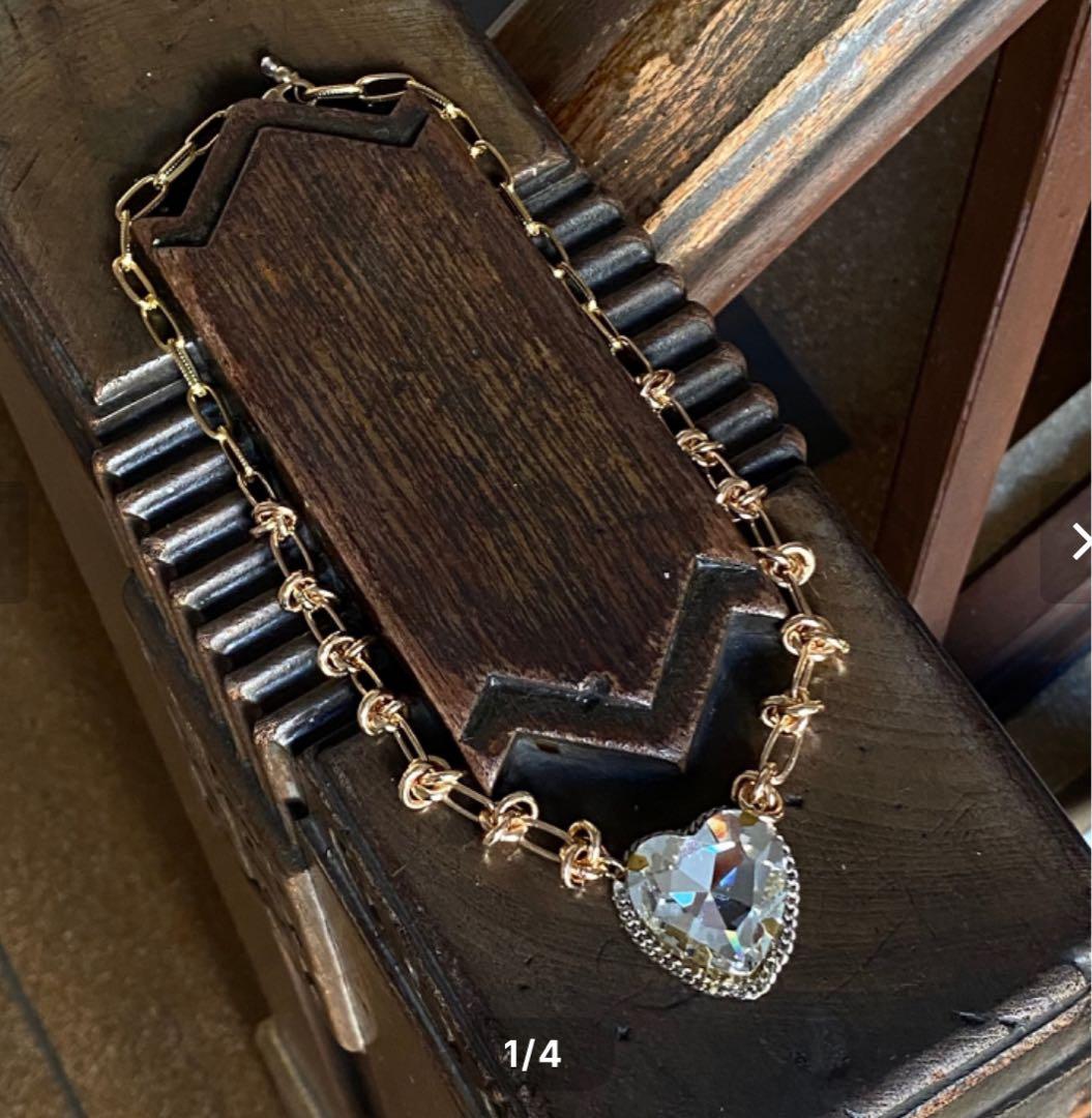 ハート型クリスタルネックレス　クリア