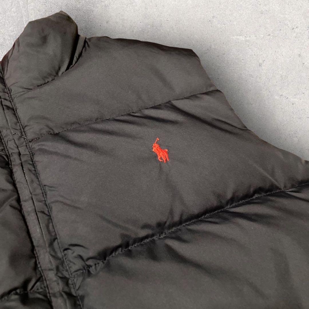 【ポロラルフローレン】ダウンベスト　リバーシブル　ネイビー　刺繍ロゴ　M相当　g