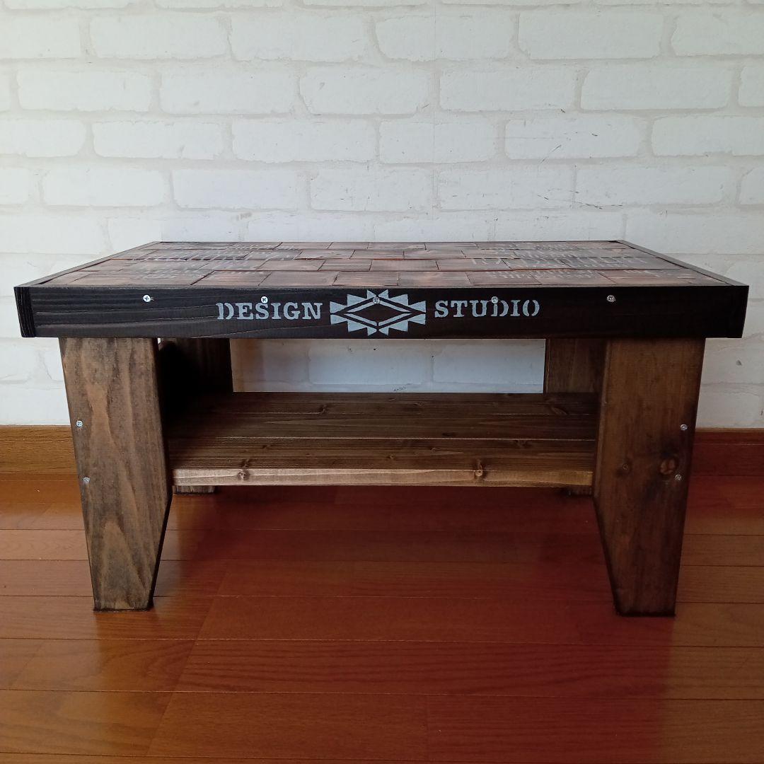 【ハンドメイド】寄木天板の男前ローテーブル