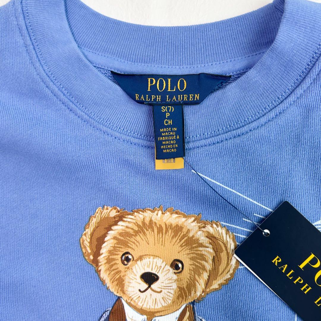 新作◇ラルフローレン ガールズ ポロベア スウェットシャツ S/130 ブルー