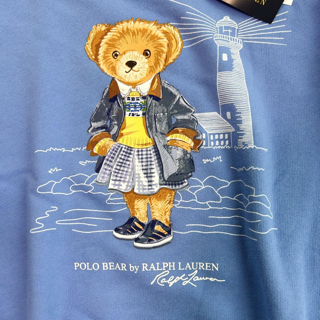 新作◇ラルフローレン ガールズ ポロベア スウェットシャツ S/130 ブルー