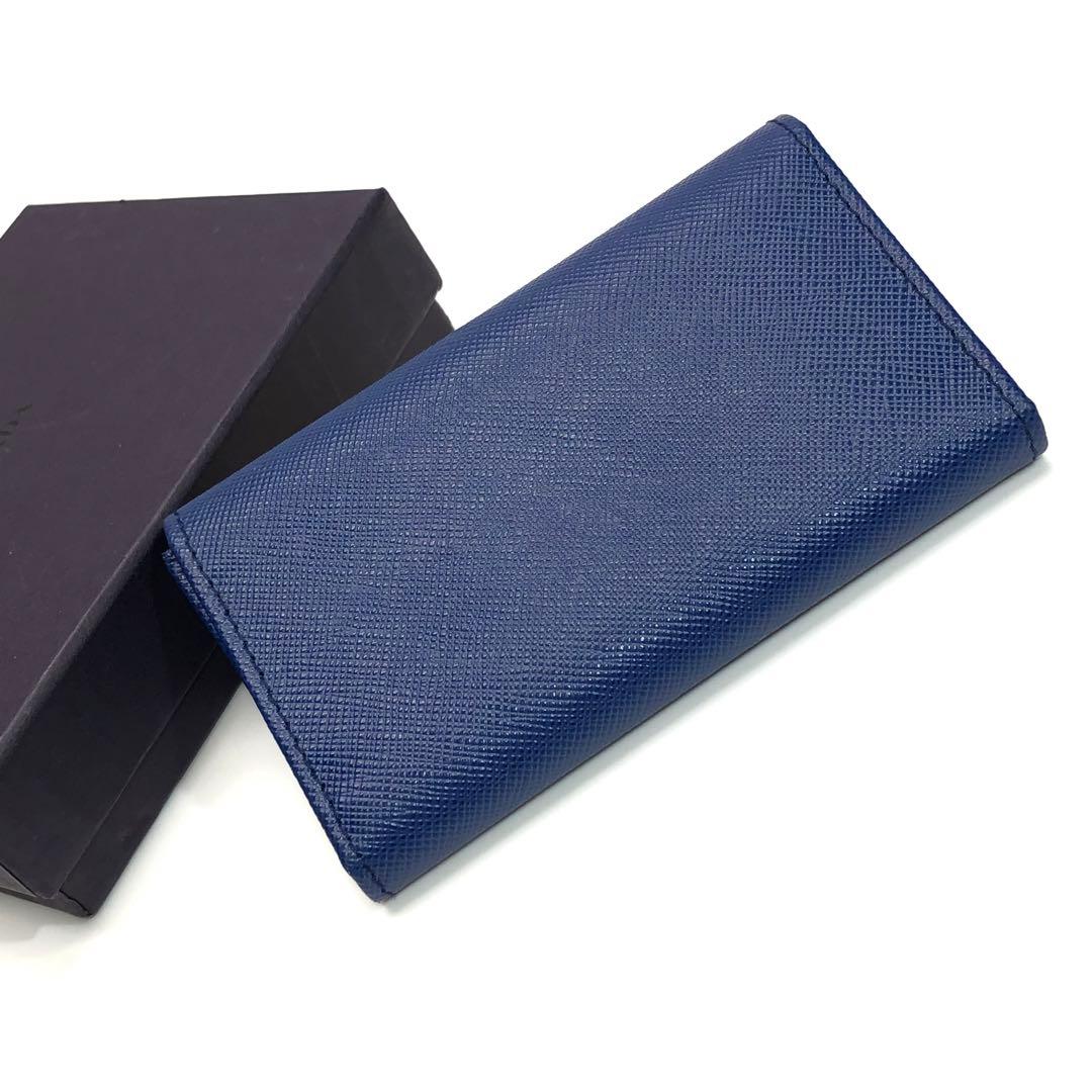 【saki様】未使用級✨箱付 プラダ サフィアーノレザー 6連キーケース ブルー