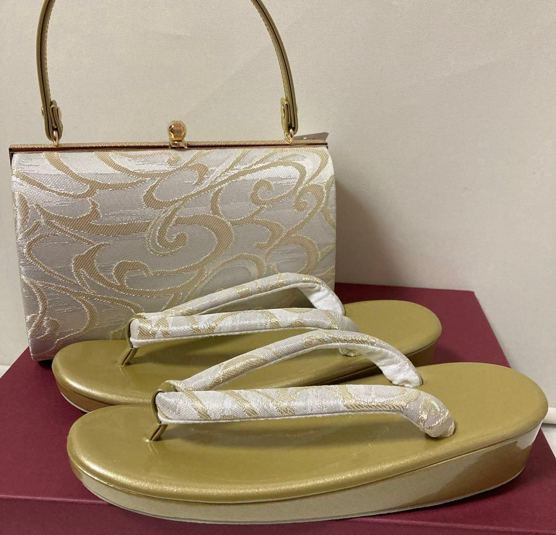 新品　金銀白帯地 草履バッグセット 礼装 フリーサイズ