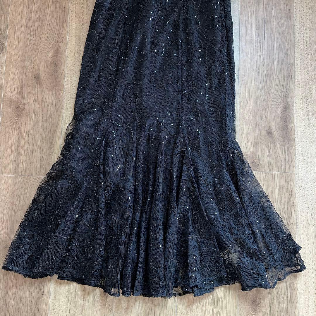 Leja 2wayレース花柄オフショルダーマーメイドワンピースドレス　黒　結婚式