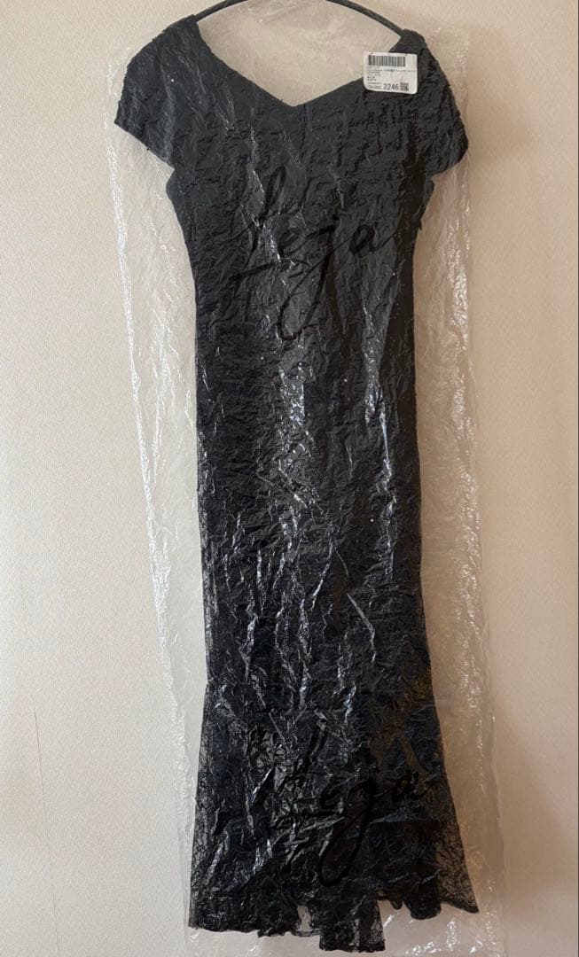 Leja 2wayレース花柄オフショルダーマーメイドワンピースドレス　黒　結婚式