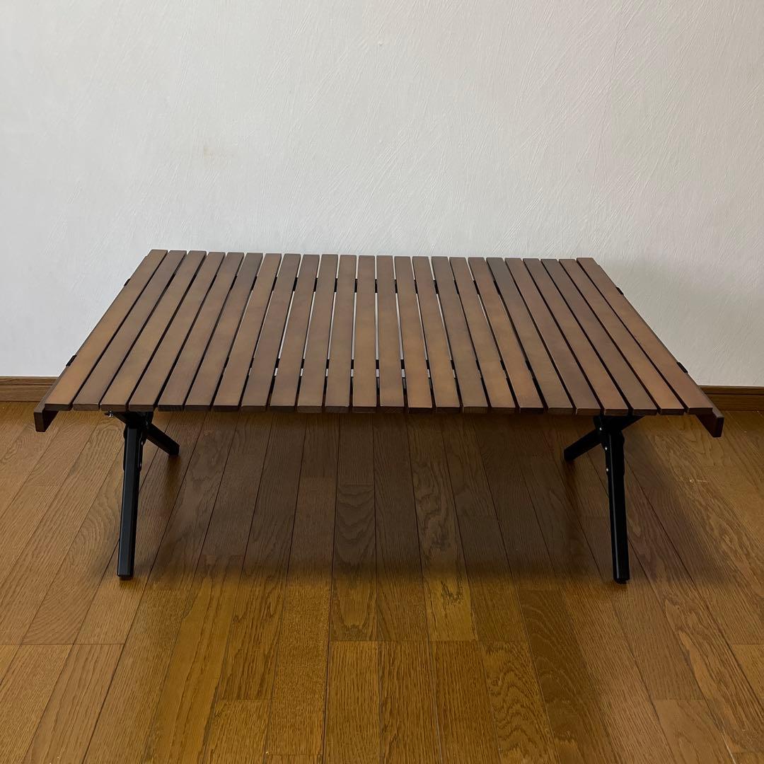 クイックキャンプ X脚 ウッドロールローテーブル 90×60cm