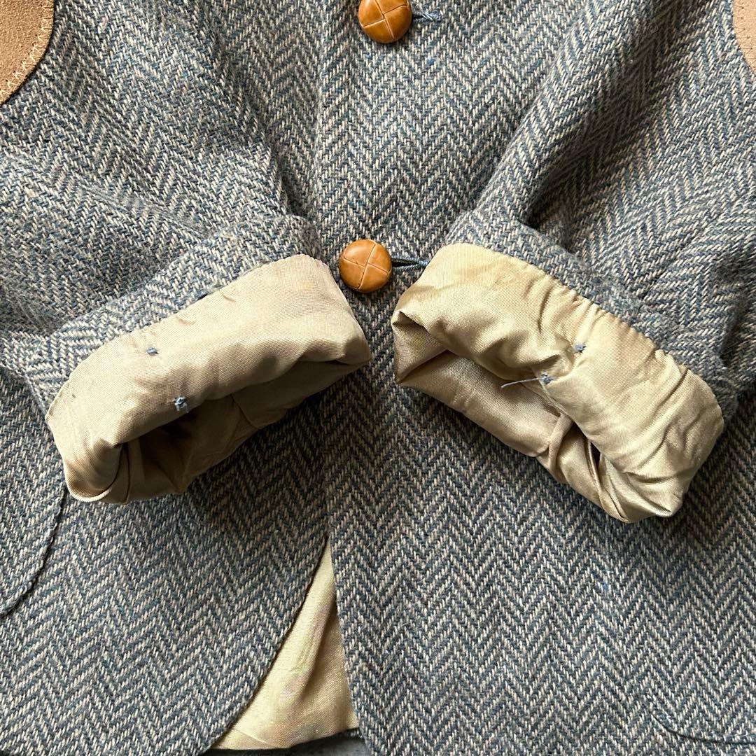 FARAH シングルジャケット エルボーパッチ くるみボタン ヘリンボーン