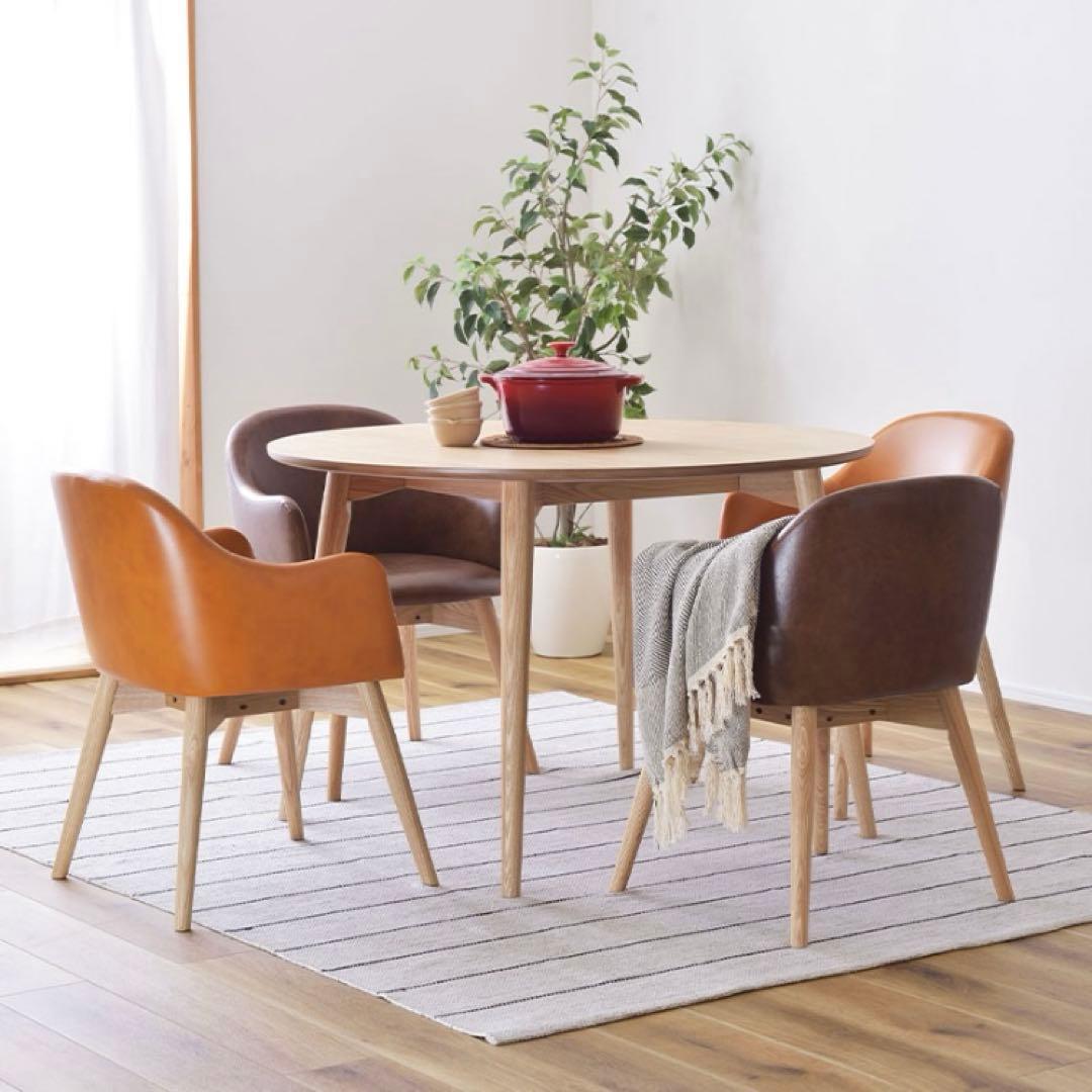 【美品】CARA ダイニングチェア ブラウン 合皮