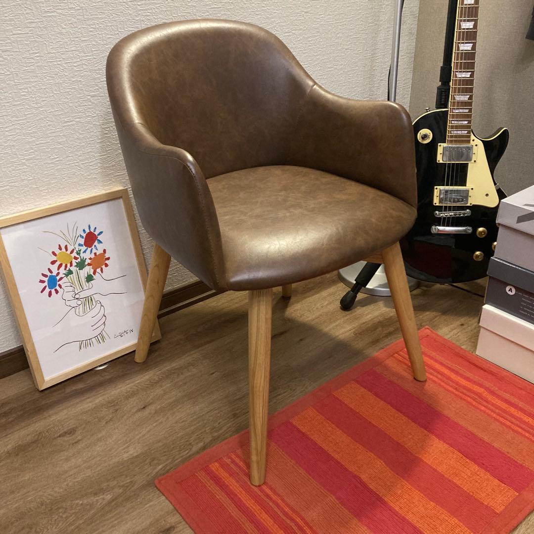 【美品】CARA ダイニングチェア ブラウン 合皮