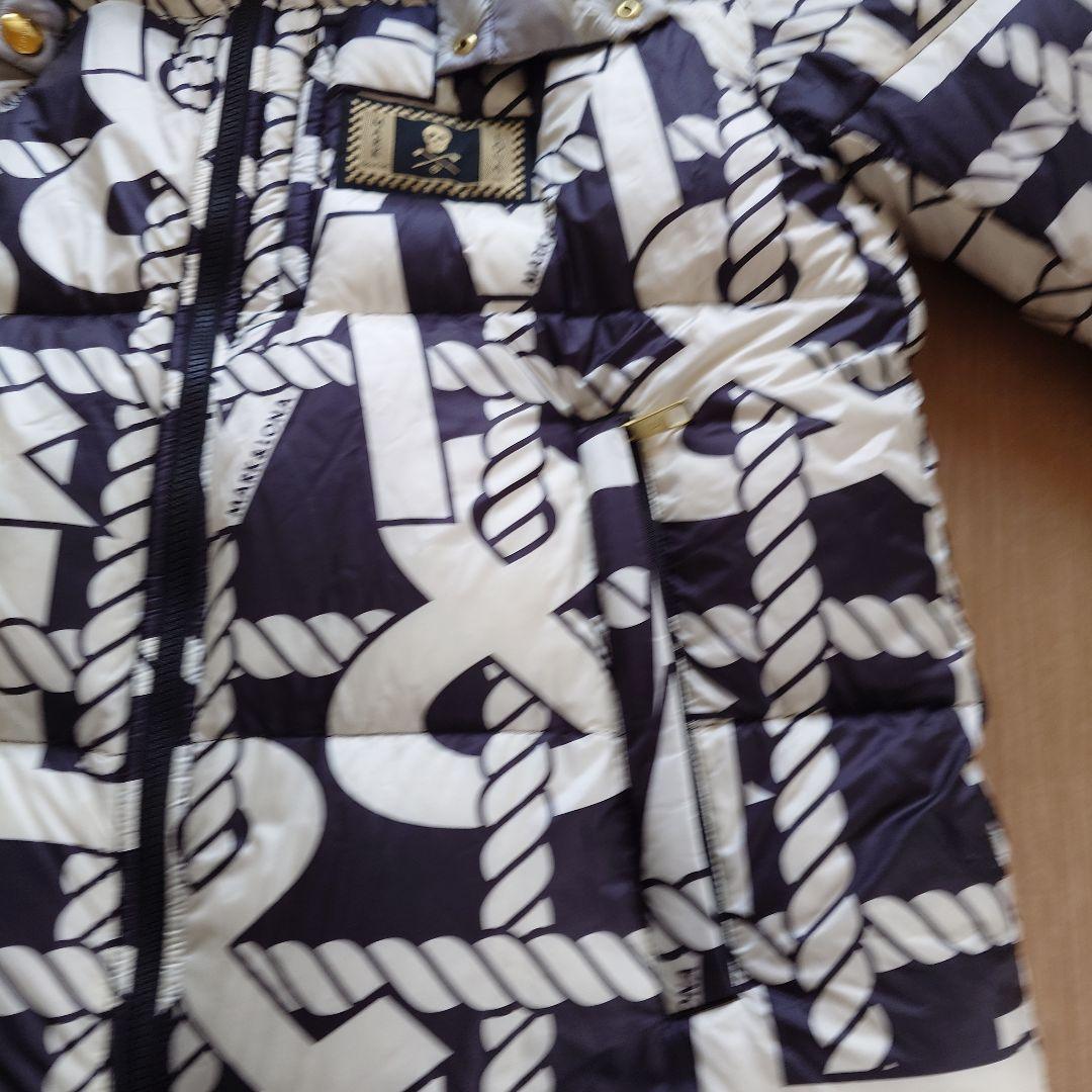 MARK & LONAフード付き ダウンジャケット ネイビー/ホワイト