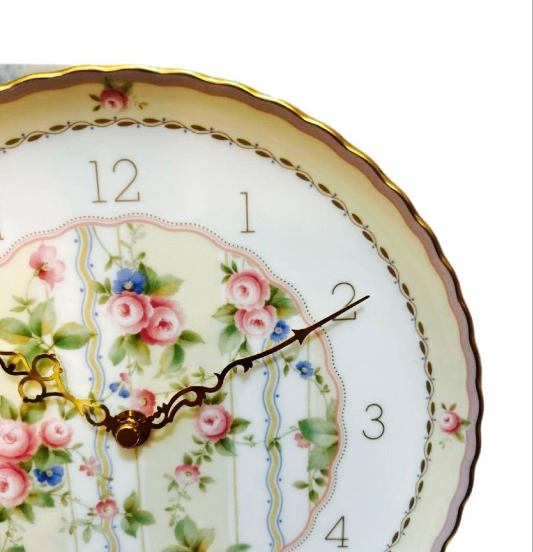 ⭐︎新品⭐︎希少⭐︎Noritakeノリタケボーンチャイナローズパティオ時計薔薇リボン