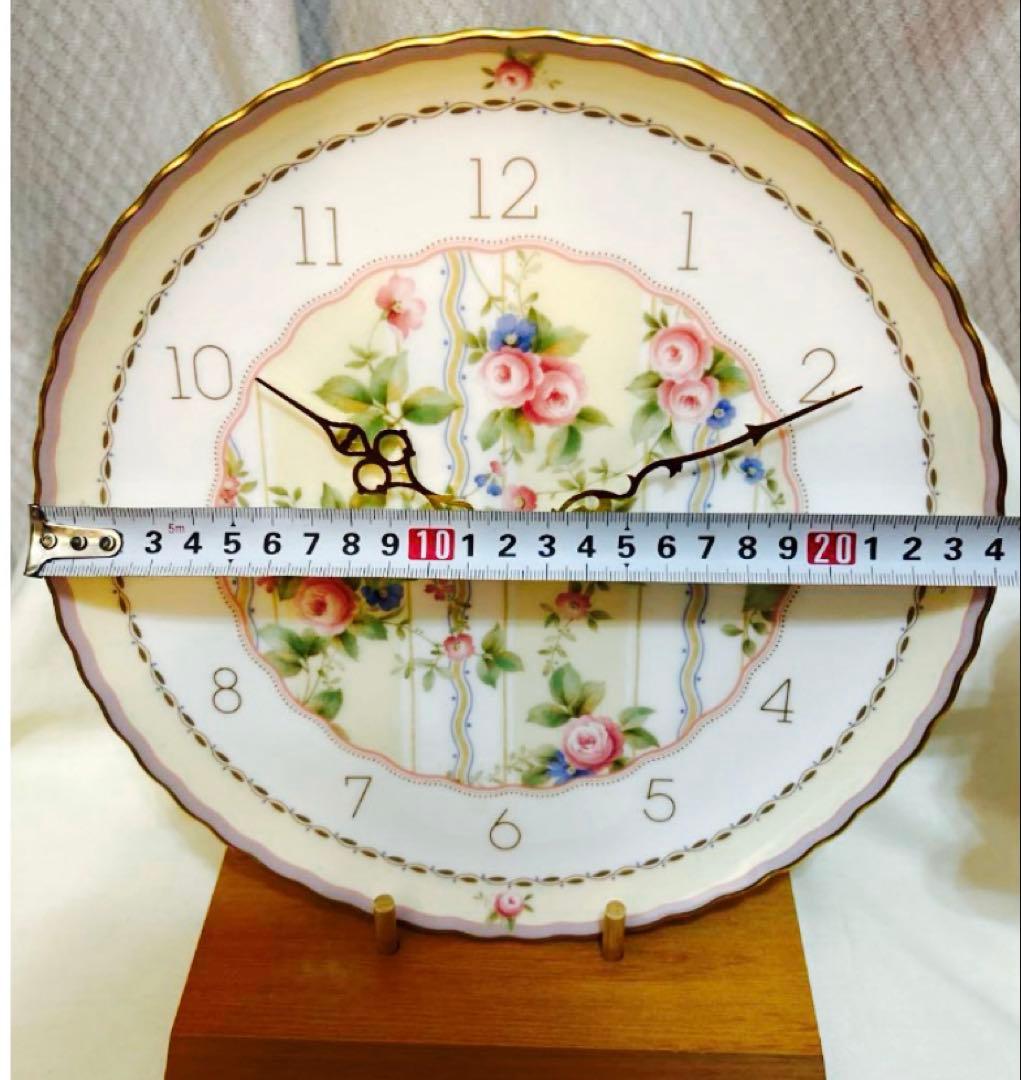 ⭐︎新品⭐︎希少⭐︎Noritakeノリタケボーンチャイナローズパティオ時計薔薇リボン