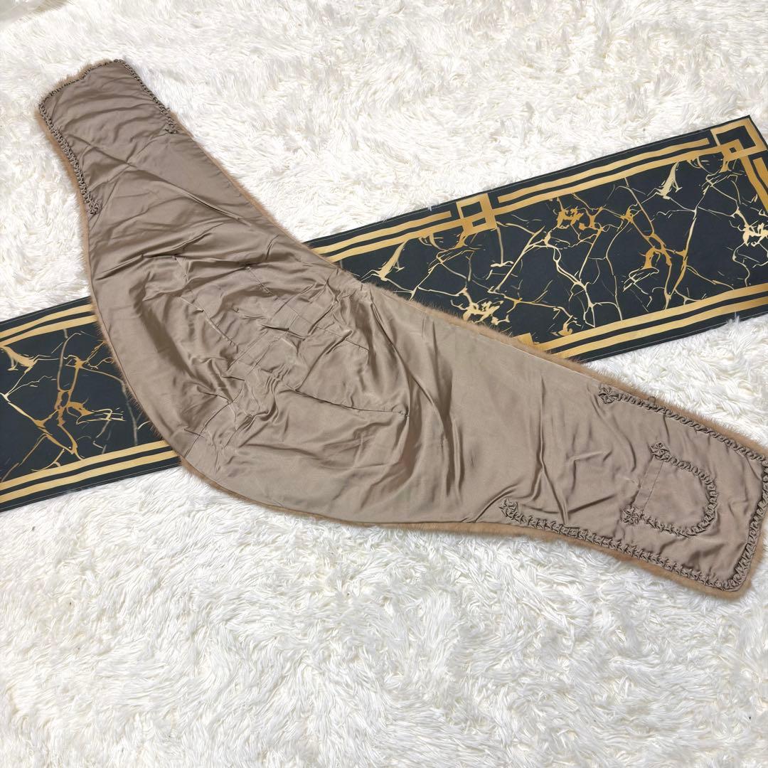 デミバフミンク リアルファー ショール ストール マフラー ブラウン