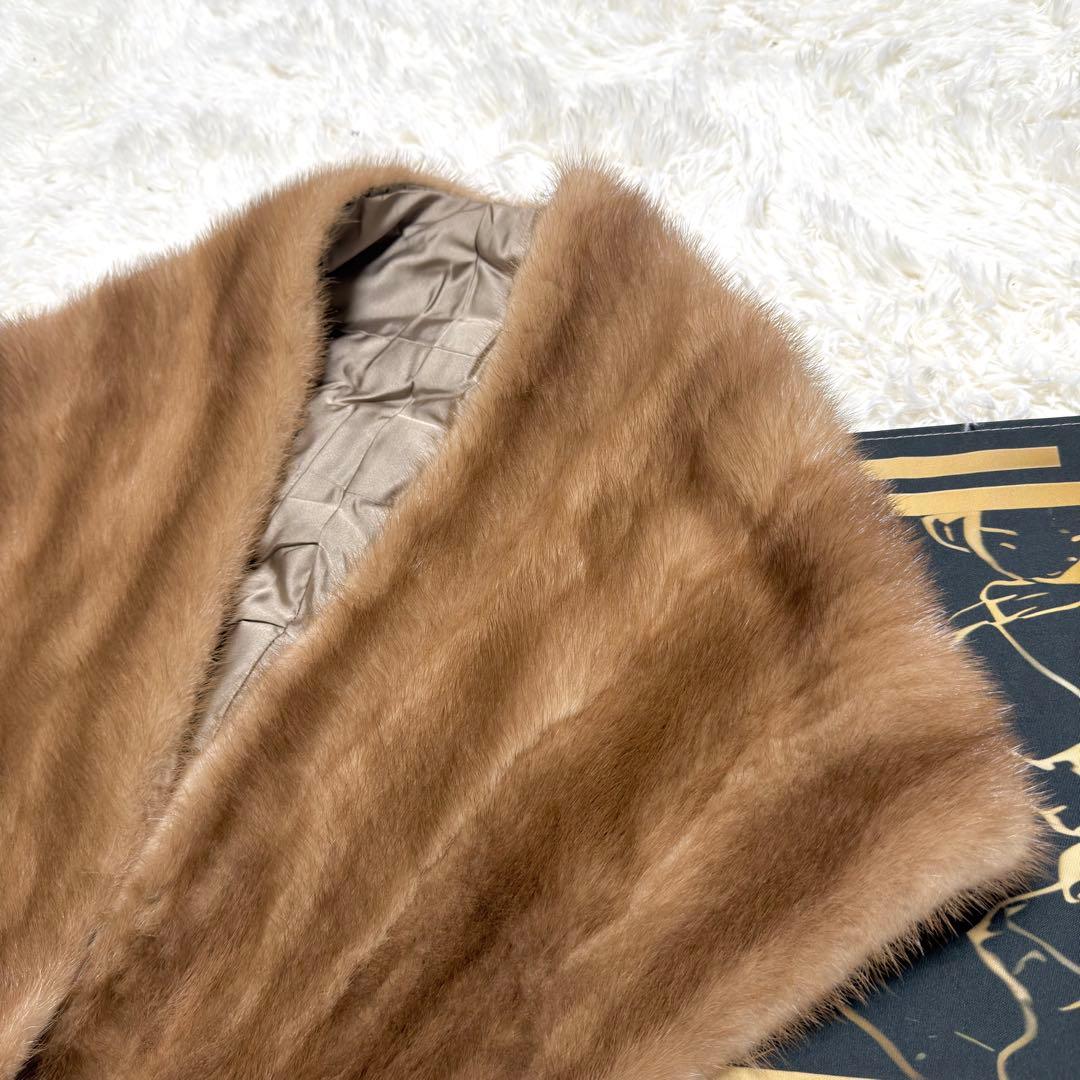 デミバフミンク リアルファー ショール ストール マフラー ブラウン