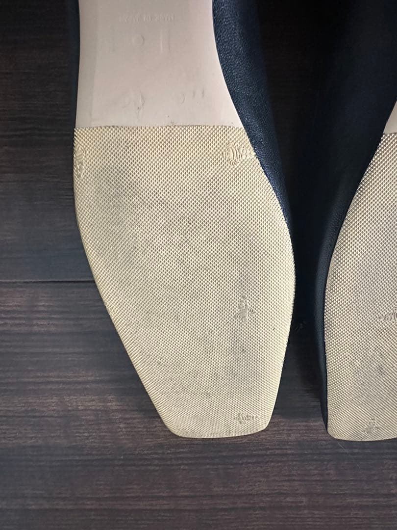 ピッピシック スクエアトゥ バレエシューズ リボン フラット 黒 36