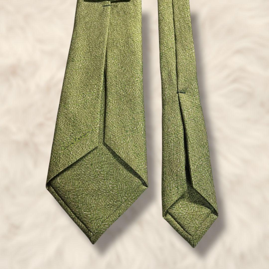 【未使用級✨】ブルガリ ソリッドタイ ライトグリーン セッテピエゲ 絹 ネクタイ