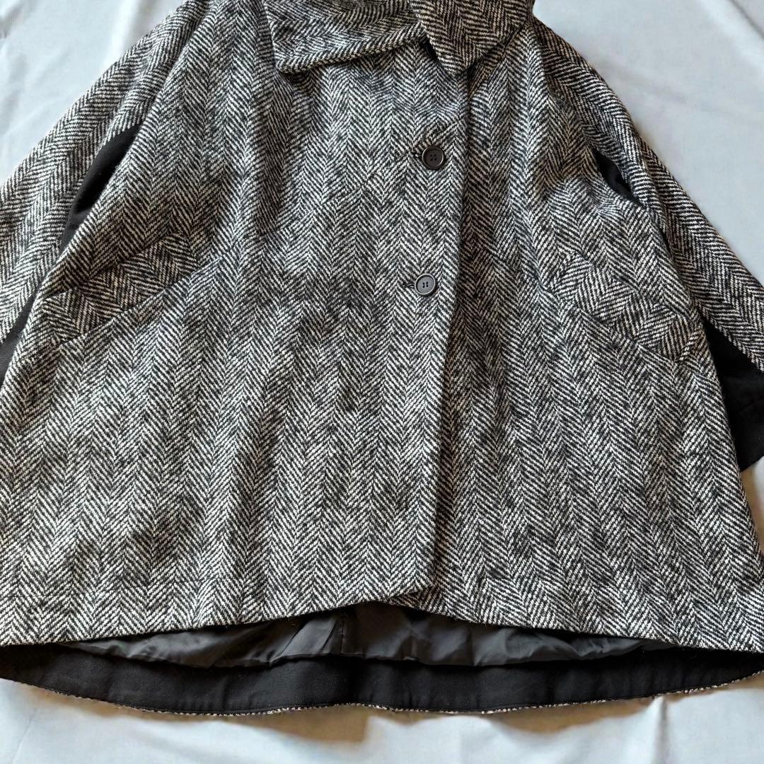 美品✨萌　モユル　MOYURU ウールコート ヘリンボーン アシンメトリー