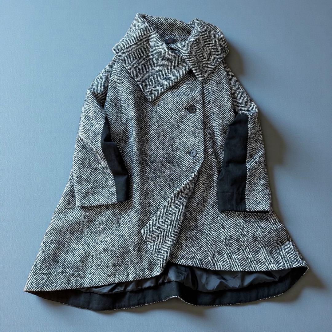 美品✨萌　モユル　MOYURU ウールコート ヘリンボーン アシンメトリー