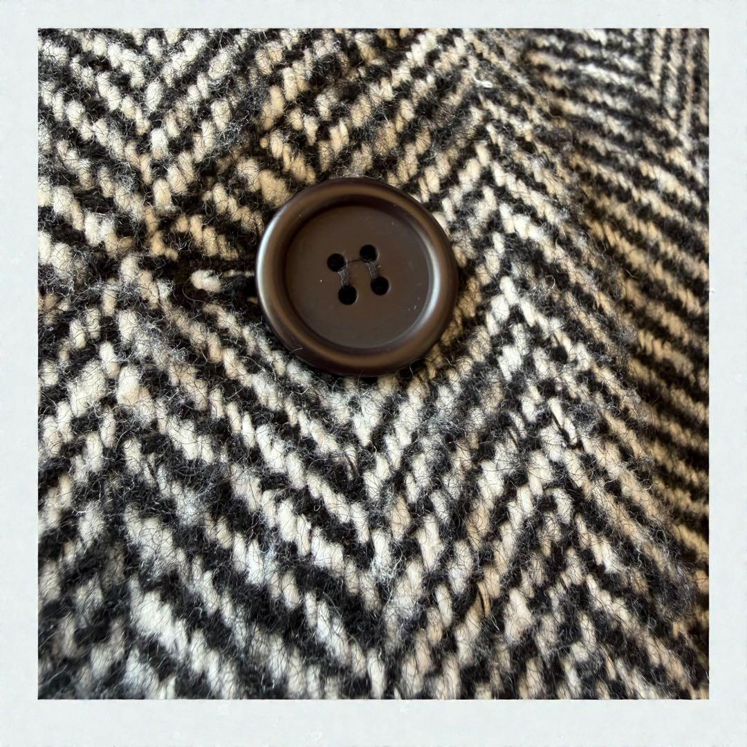 美品✨萌　モユル　MOYURU ウールコート ヘリンボーン アシンメトリー