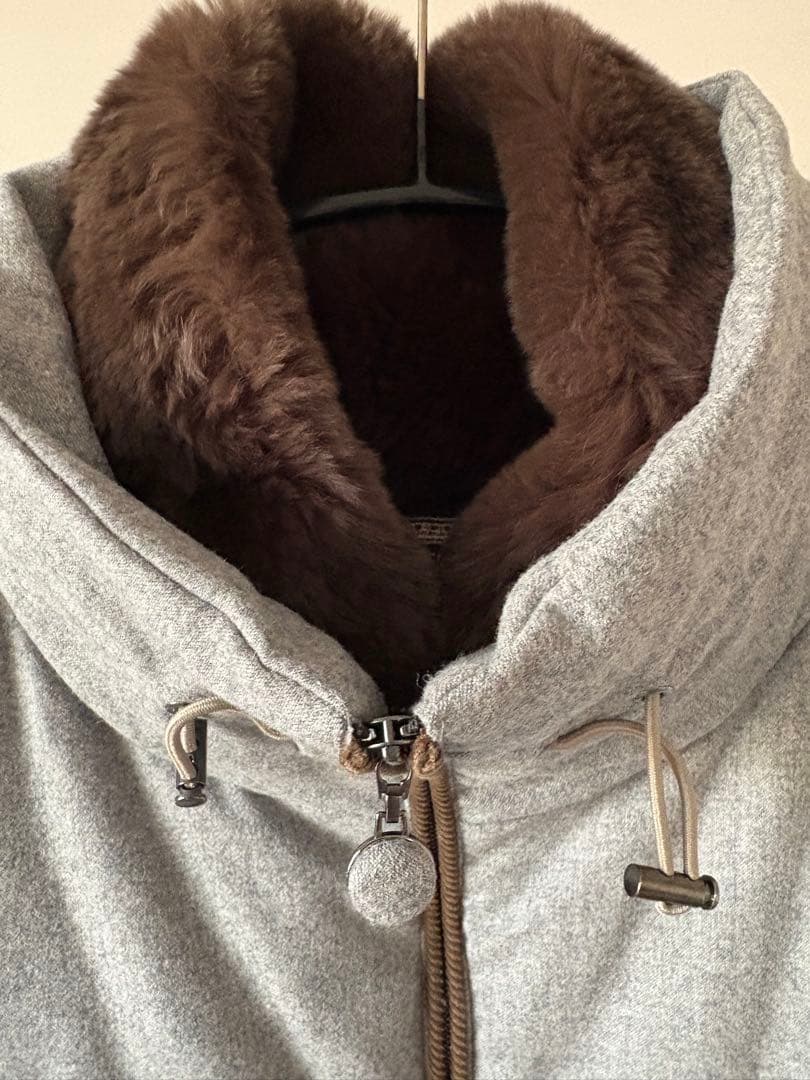 MARLENE DAM マーレンダム ブラウン ダウンベスト フード付き