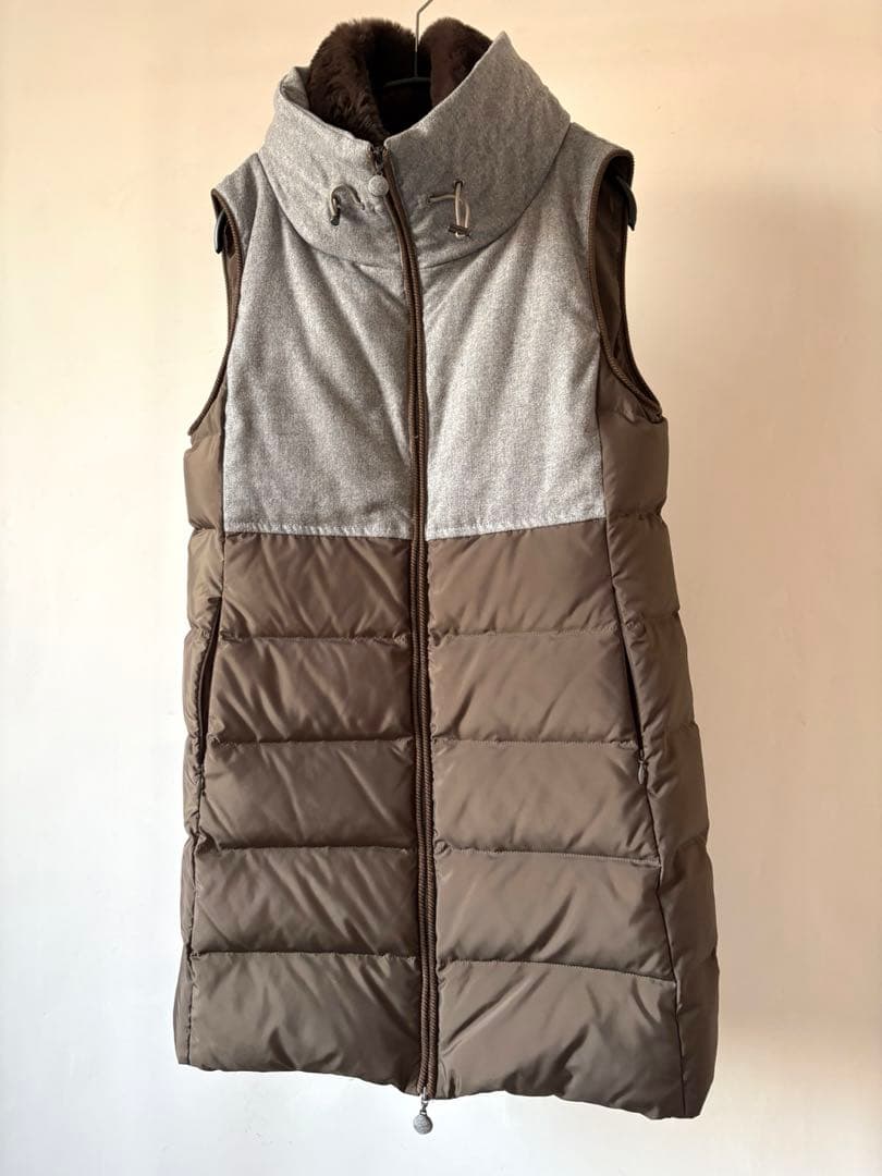 MARLENE DAM マーレンダム ブラウン ダウンベスト フード付き