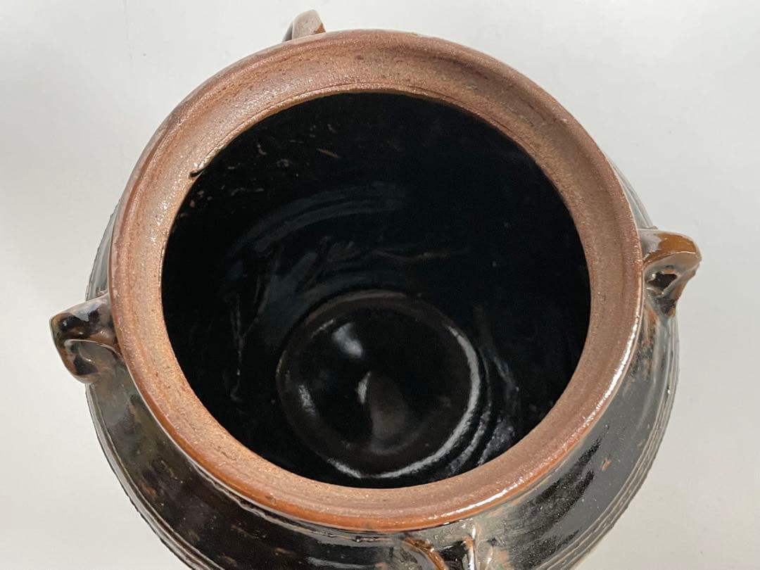 陶芸家　人間国宝　濱田庄司　浜田庄司　？　鉄釉　文打　水指　茶道具　箱なし