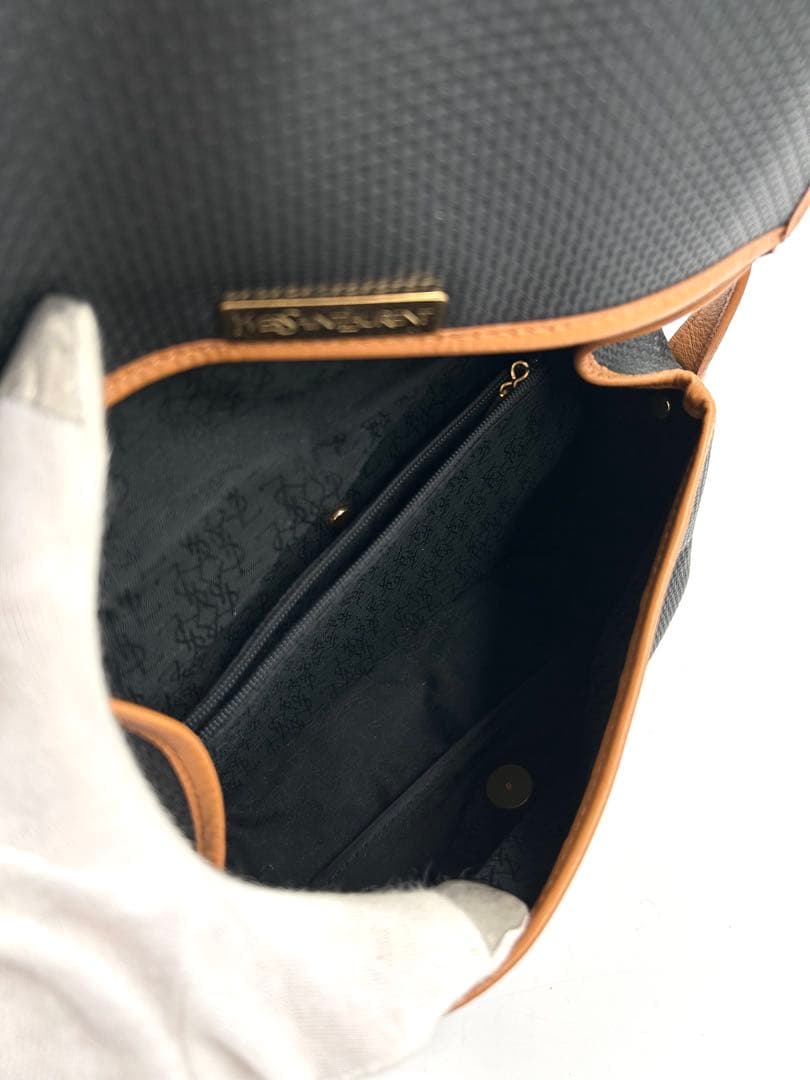 美品 イヴサンローラン 257 ショルダーバッグ PVC レザー 斜め掛け 黒