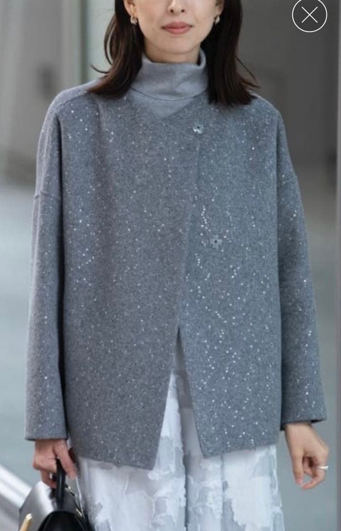 新品トゥモローランド　BALLSEY スパンコールリバー ショートコクーンコート