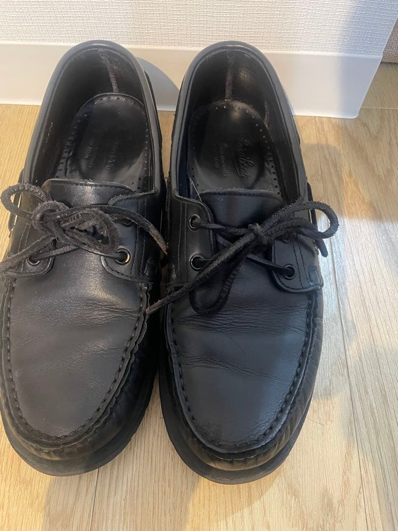 パラブーツ デッキシューズ マロ レザー モカシン 0320 ブラック