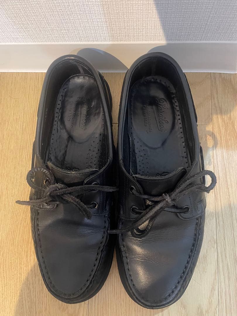 パラブーツ デッキシューズ マロ レザー モカシン 0320 ブラック