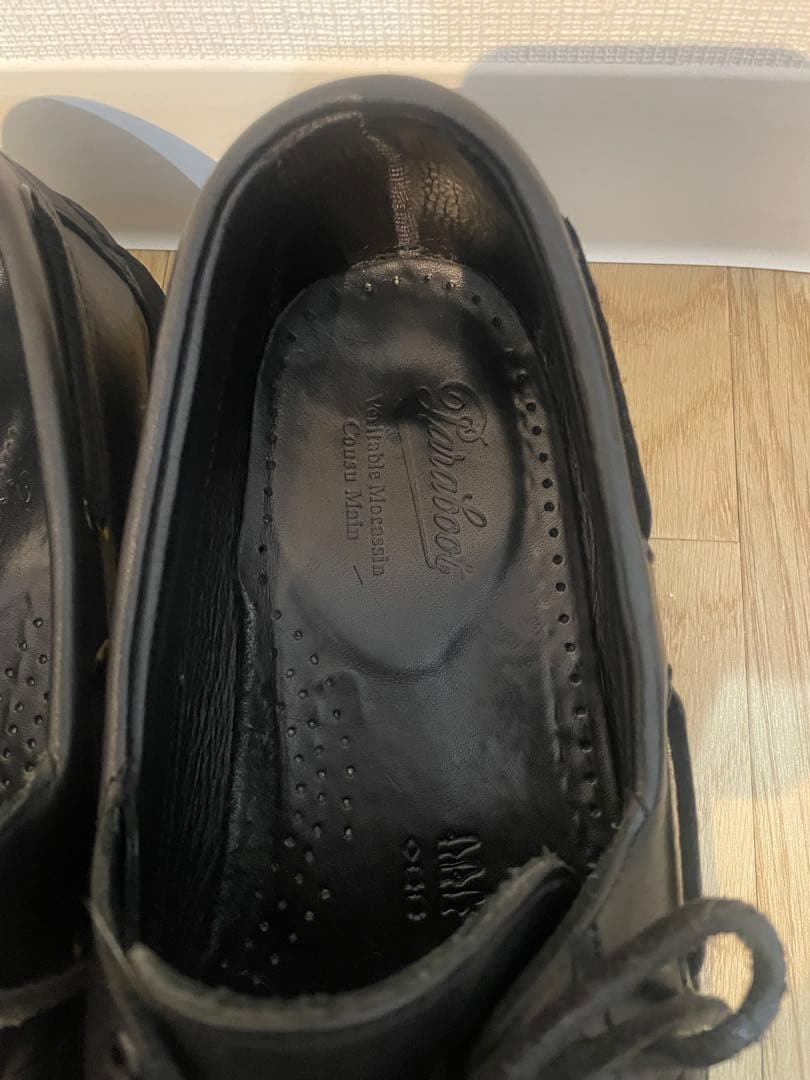 パラブーツ デッキシューズ マロ レザー モカシン 0320 ブラック