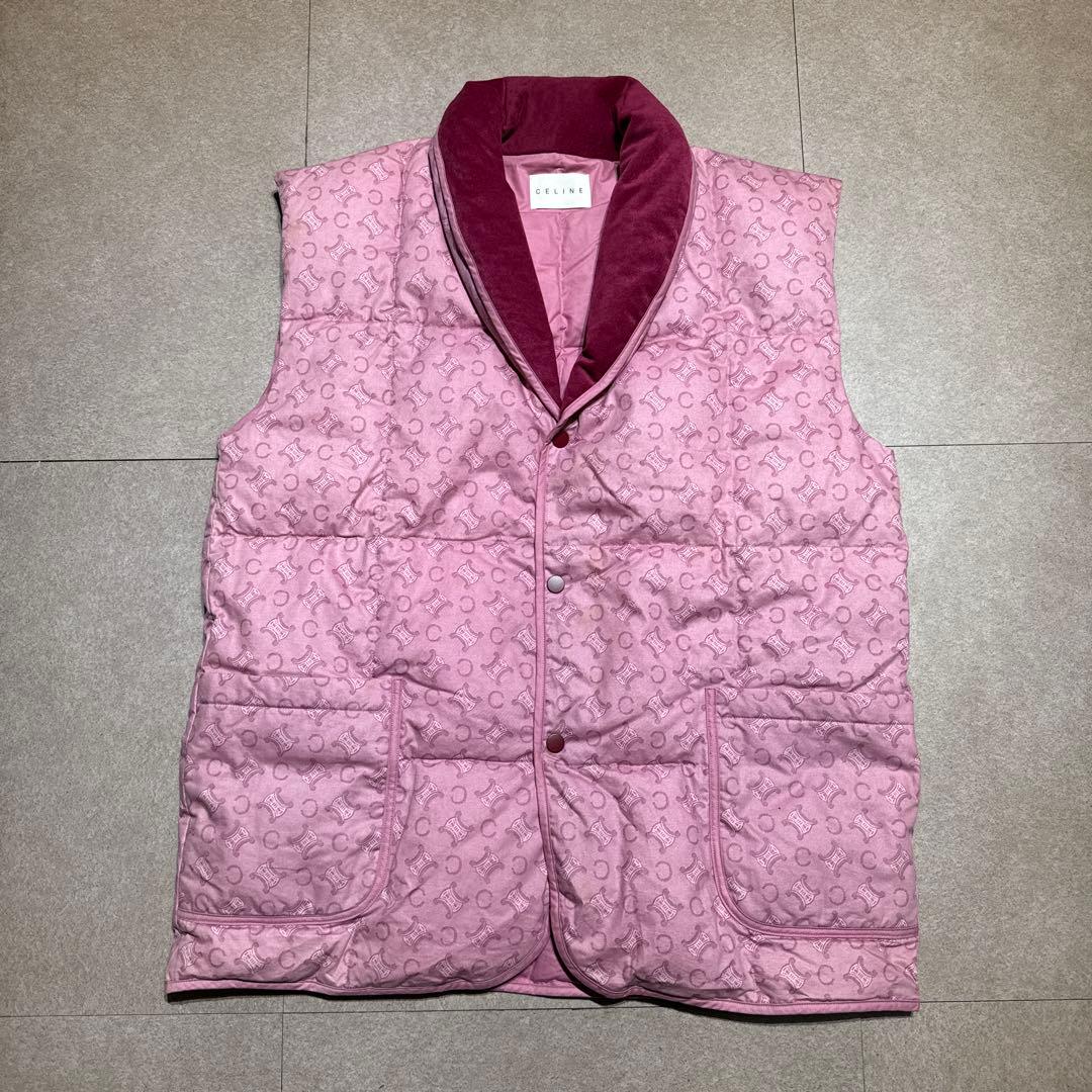 Celine セリーヌ　ダウンベスト　ピンク　マカダム柄