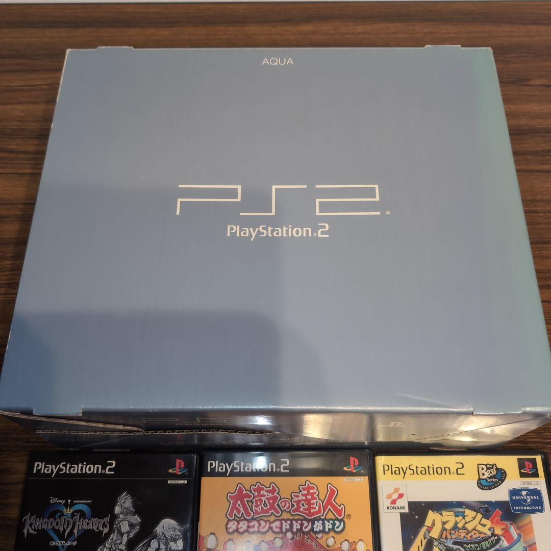 プレイステーション2 限定カラー アクア　SCPH-39000AQ　ソフト３本付