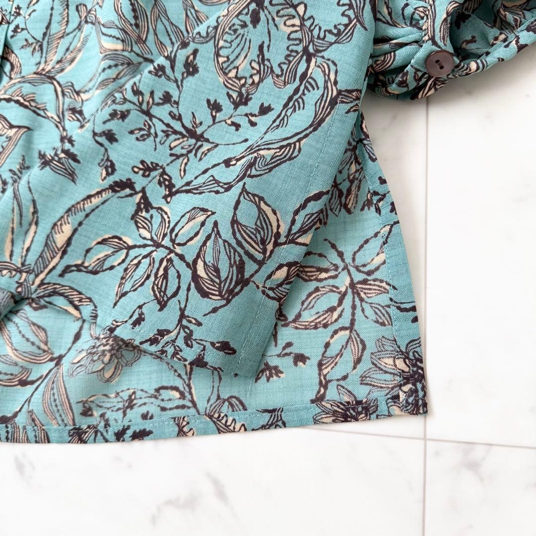 未使用級❤️レリアン　現行タグ　ブラウス　花柄　グリーン　７分袖 2023SS