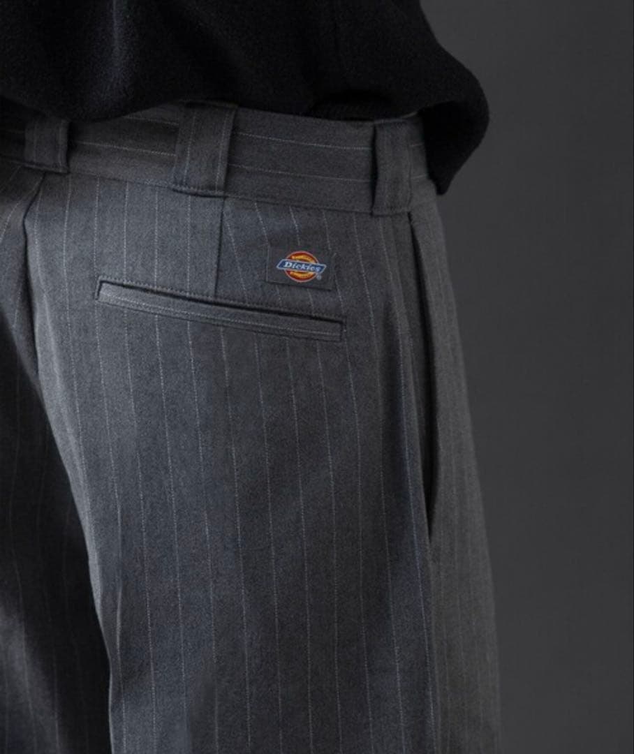 Dickies×mokey time ストライプバギーパンツ 32インチ グレー