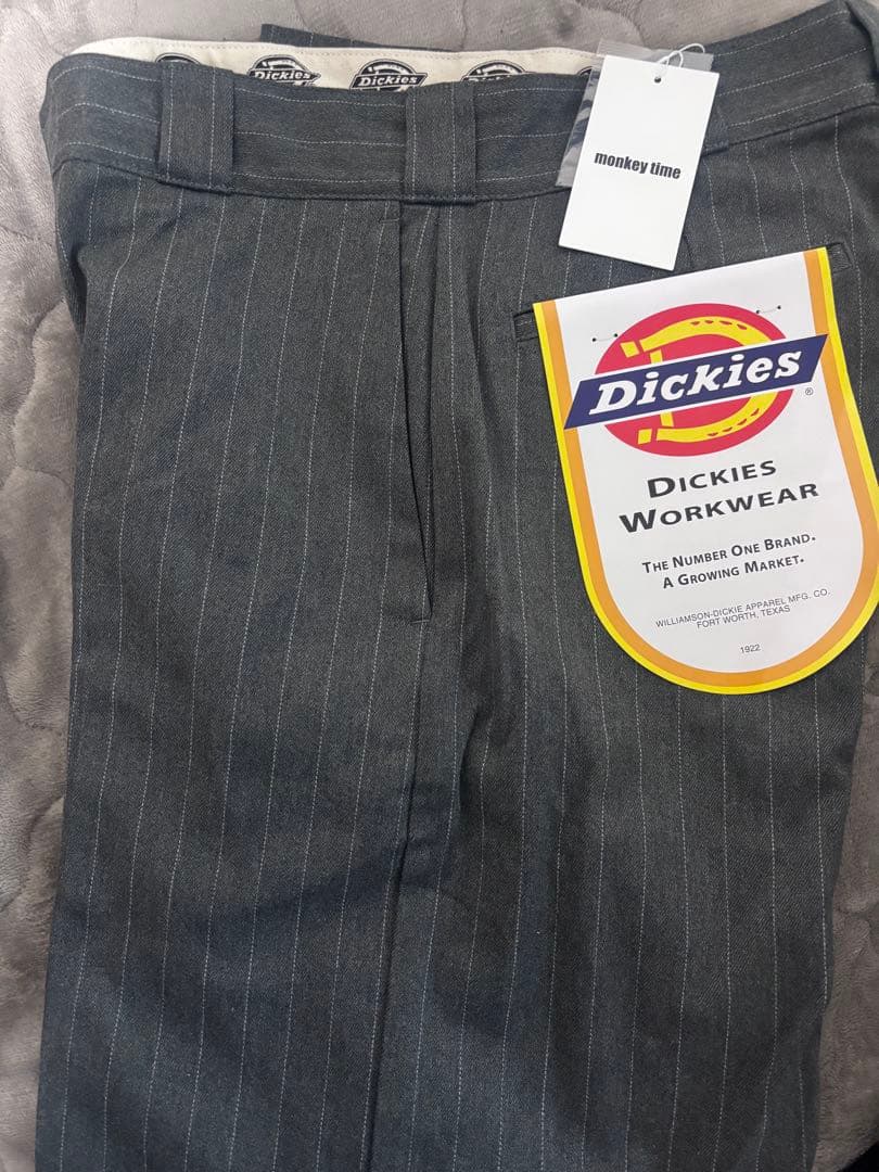 Dickies×mokey time ストライプバギーパンツ 32インチ グレー