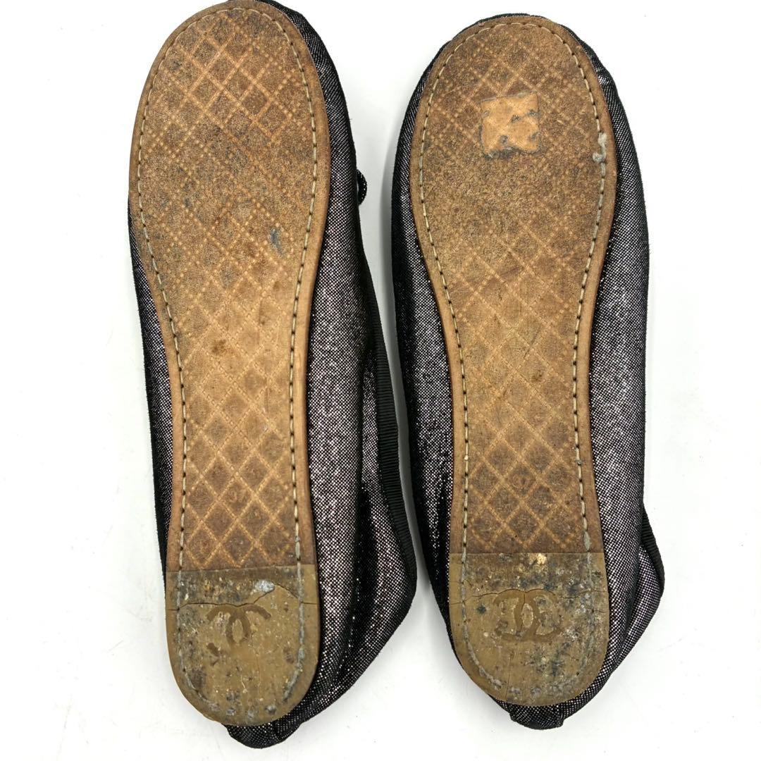 シャネル CHANEL バレエシューズ 37 23.5cm 黒 ブラック