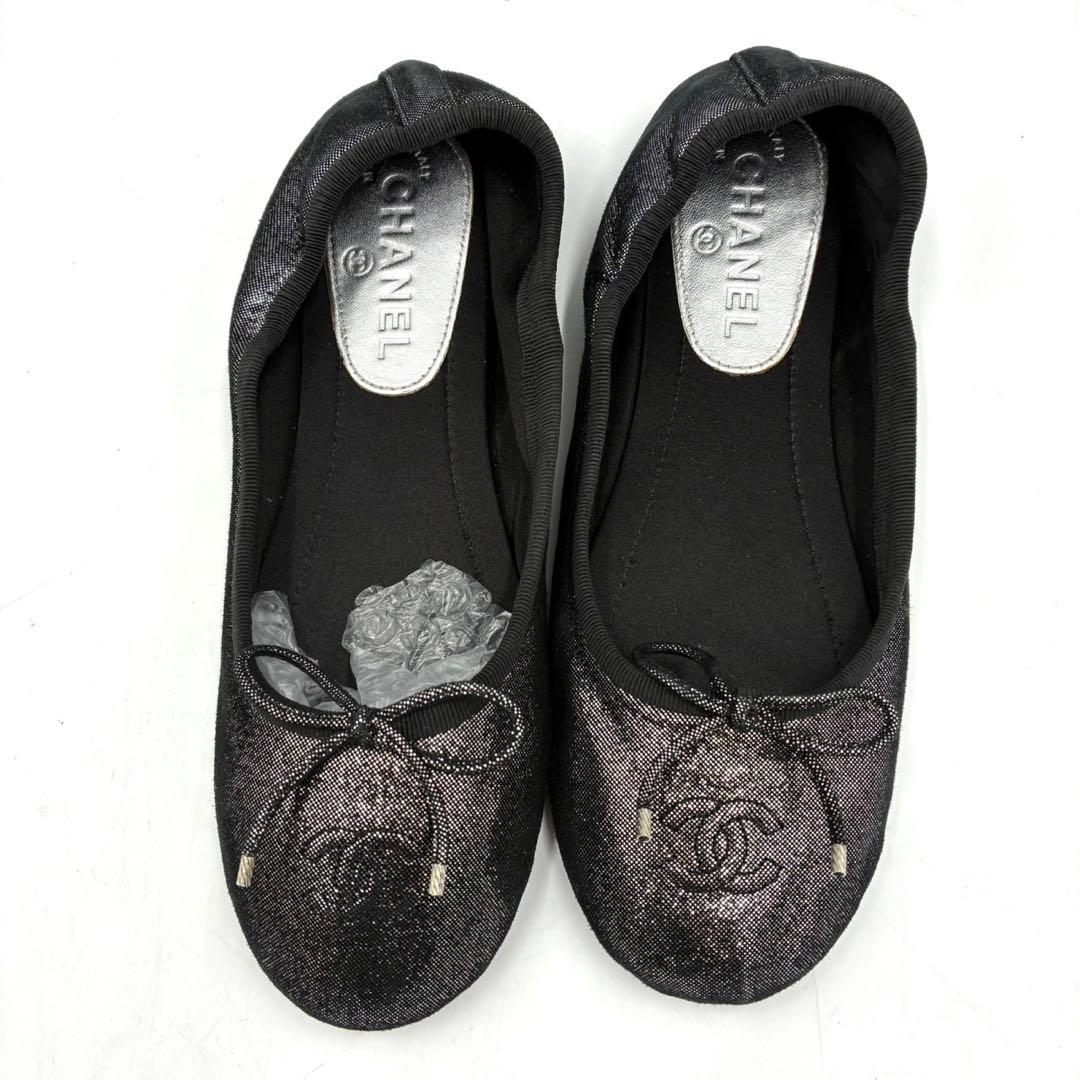 シャネル CHANEL バレエシューズ 37 23.5cm 黒 ブラック
