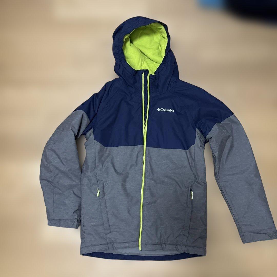 Columbia 子供用フード付きジャケット ネイビー/グレー　上160下150