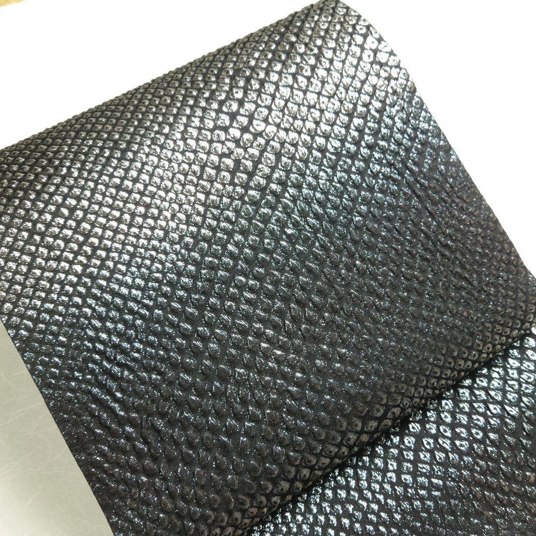 正絹 袋帯 六通柄 岡文織物謹製 鹿子柄 ギラギラ モード 洒落 逸品 未使用品