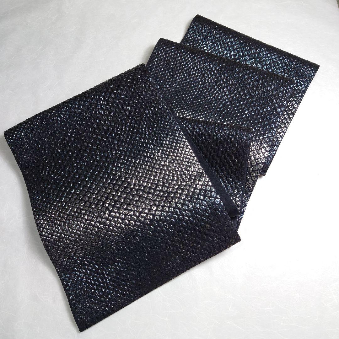 正絹 袋帯 六通柄 岡文織物謹製 鹿子柄 ギラギラ モード 洒落 逸品 未使用品