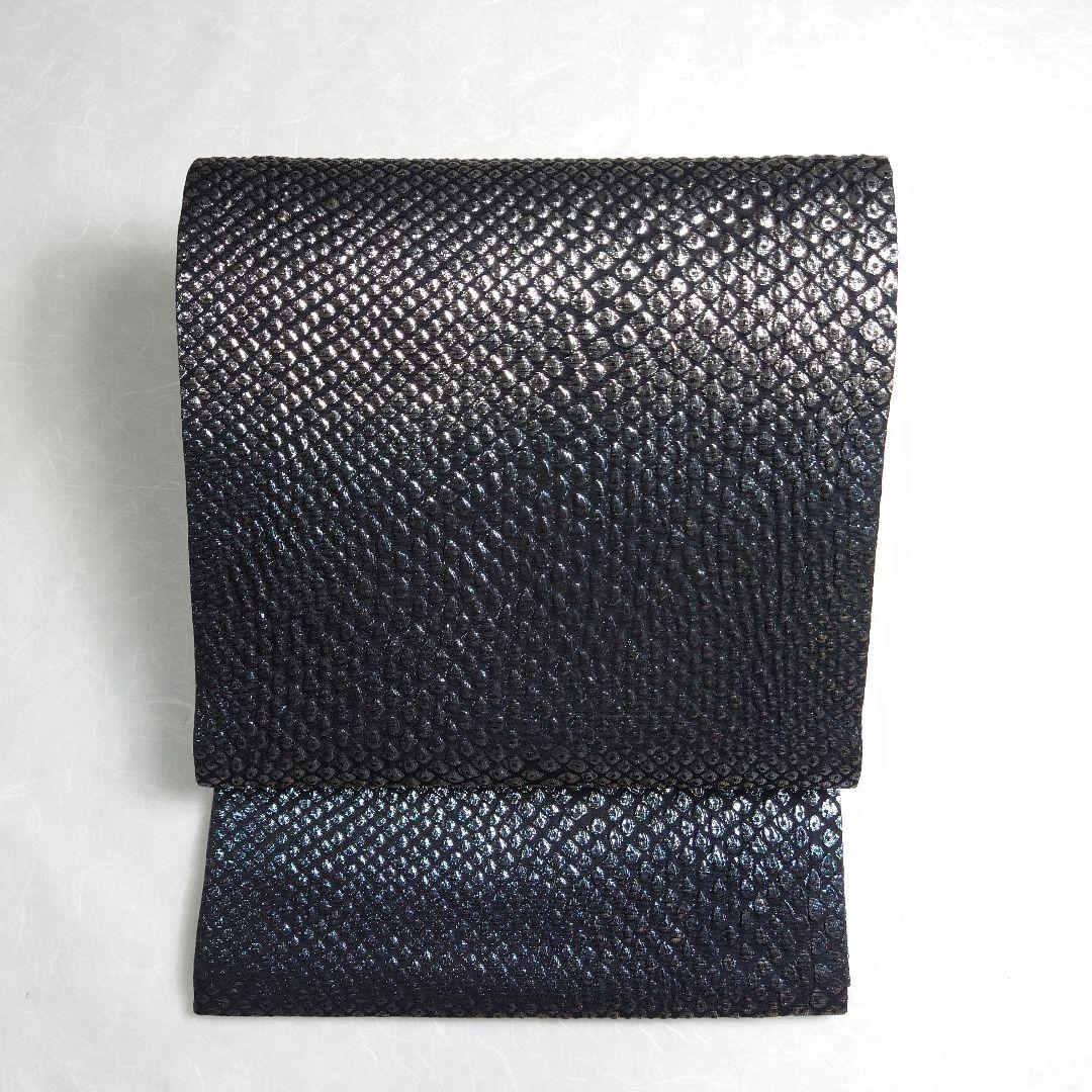 正絹 袋帯 六通柄 岡文織物謹製 鹿子柄 ギラギラ モード 洒落 逸品 未使用品