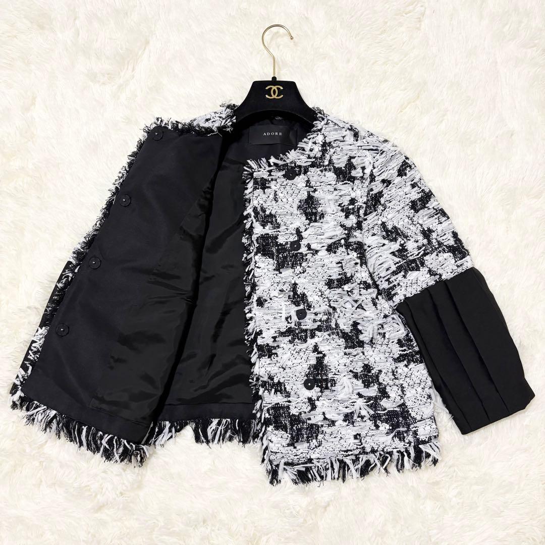 未使用品級✨アドーア　24SS マリア・ケント社　ツイード ジャケット　七分袖