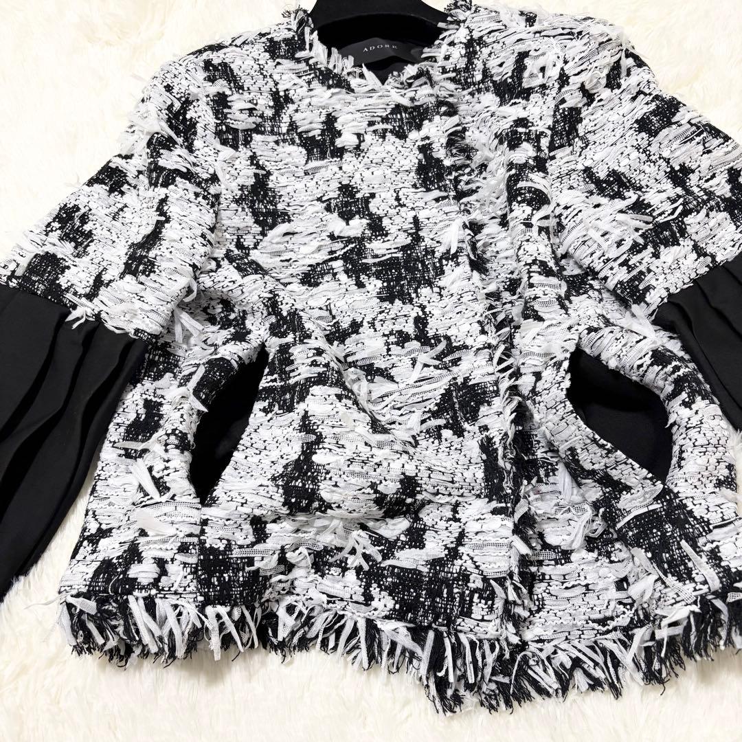 未使用品級✨アドーア　24SS マリア・ケント社　ツイード ジャケット　七分袖